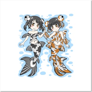 Goldfish Mermaid Sisters Posters and Art